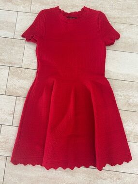 Carolina Herrera Kids Red Textured Fit-and-Flare Dress